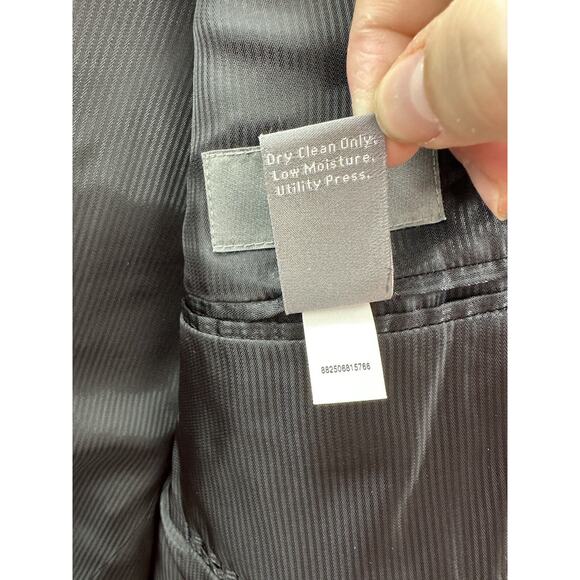 Apt. 9 Mens Suit Coat Size 38R Black Pinstripe Three Button Up Single Breasted - Picture 9 of 15